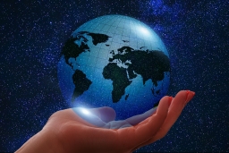 Globe in hand